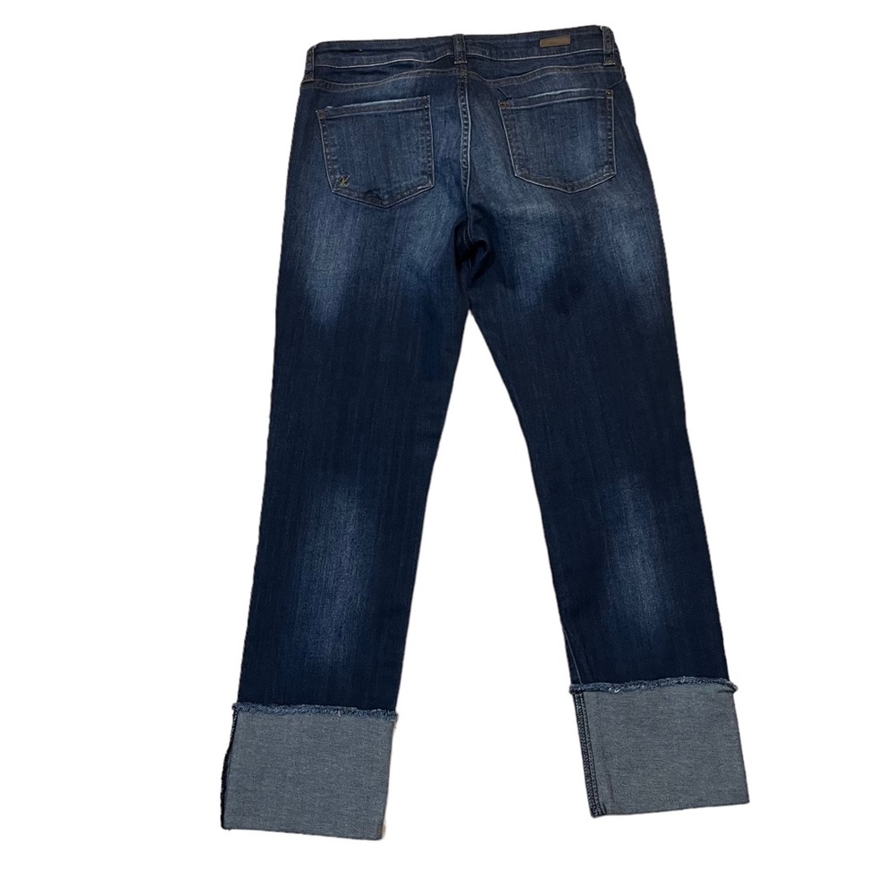 Kut from the Kloth Dark Wash Straight Leg Cuffed Hem Cropped Jeans Sz 6 - Picture 3 of 10